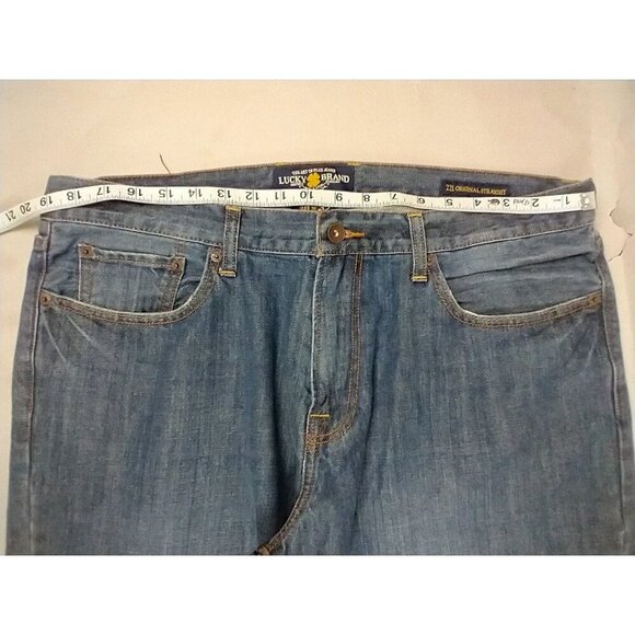 Lucky Brand 221 Original Straight Blue Cotton Denim Jeans 38 x 32 NICE - Picture 2 of 13